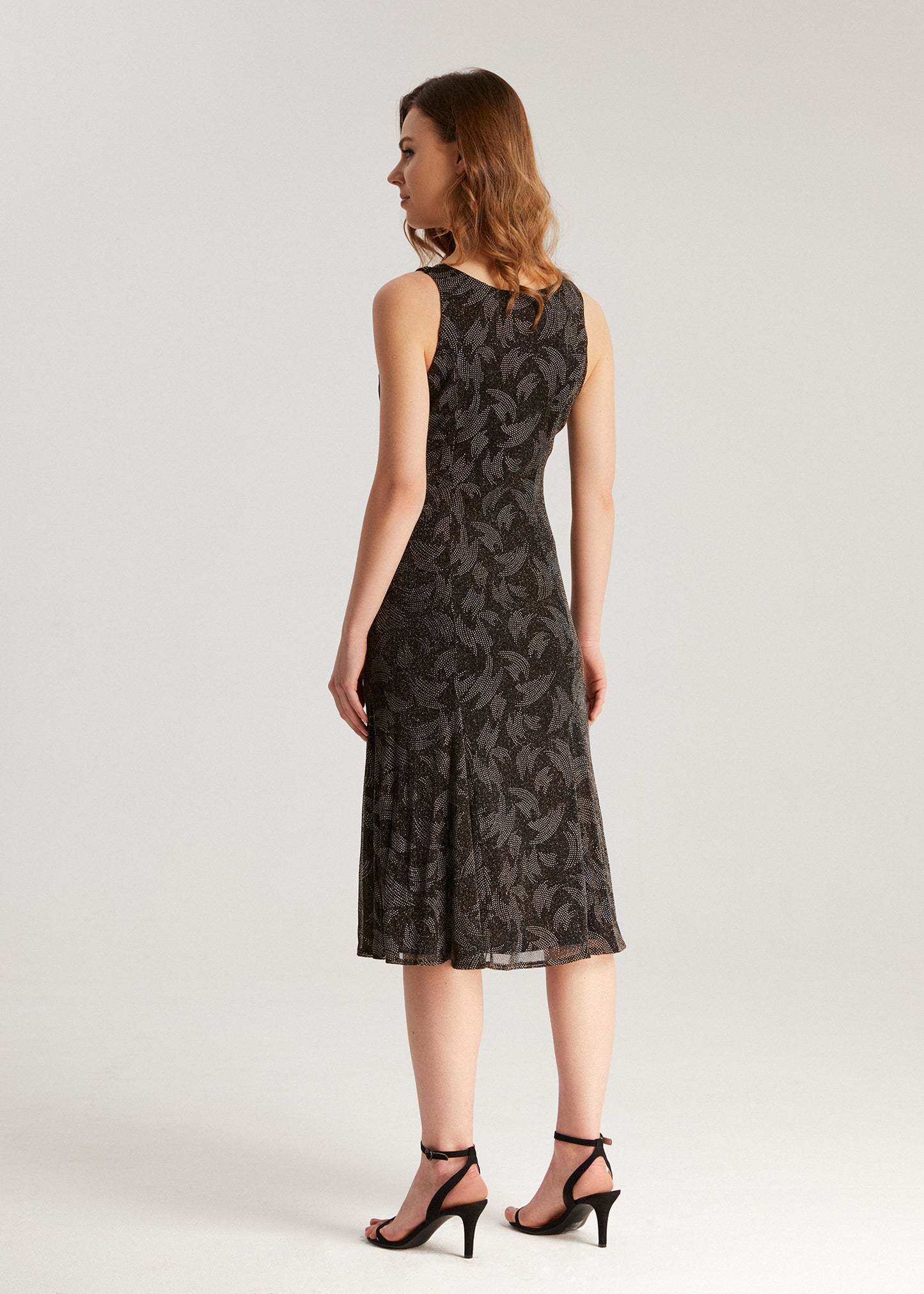 Black Midi Dress with gold prints